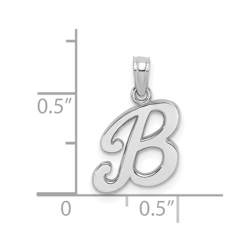 10K White Gold Polished B Script Initial Charm