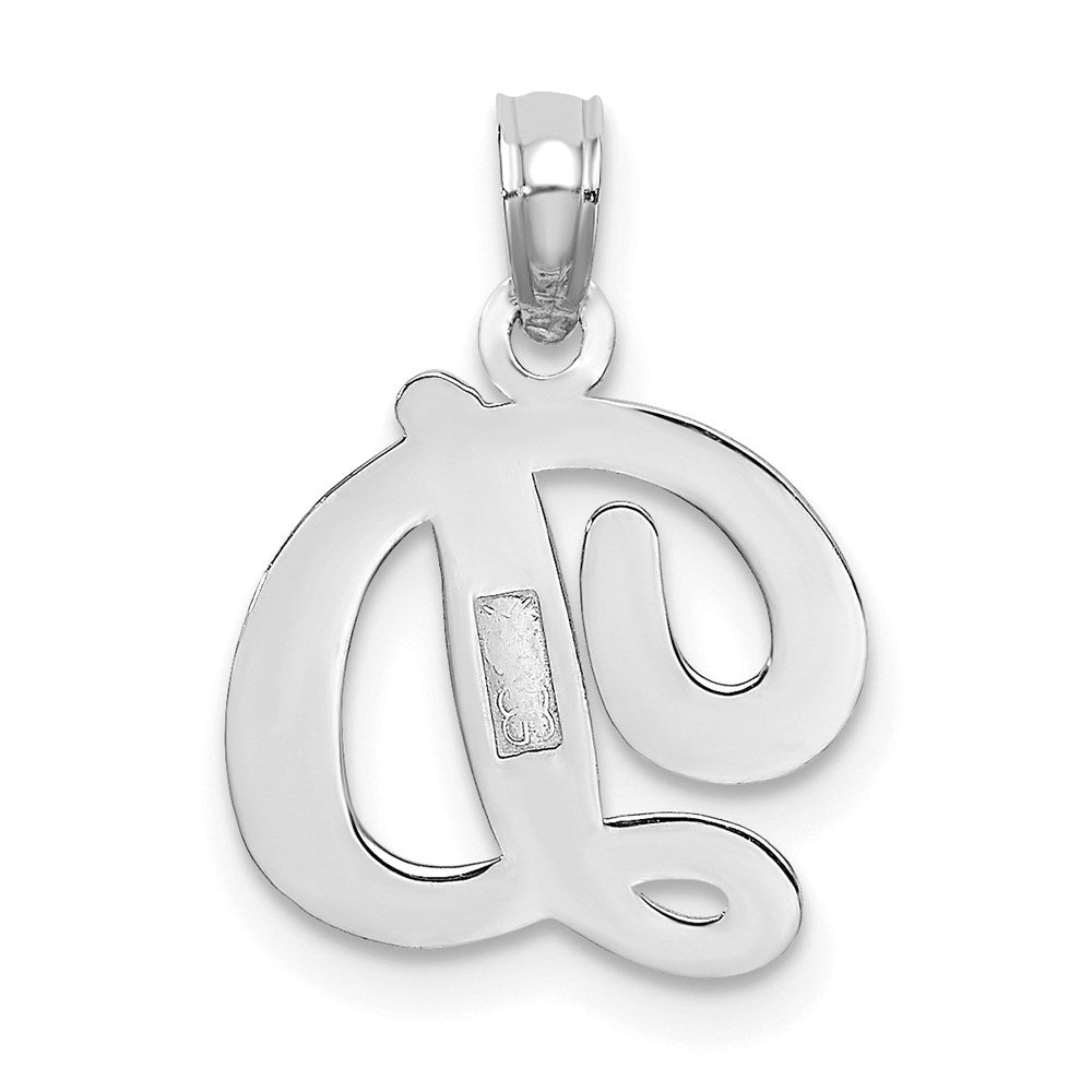 10K White Gold Polished Medium Script Initial D Charm