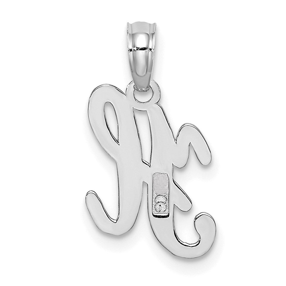 10K White Gold Polished Medium Script Initial H Charm