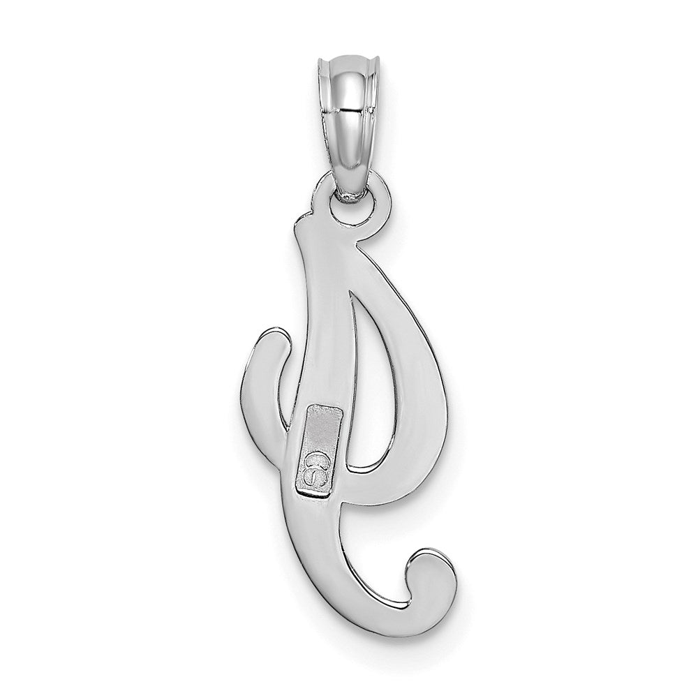 10K White Gold Polished Medium Script Initial I Charm
