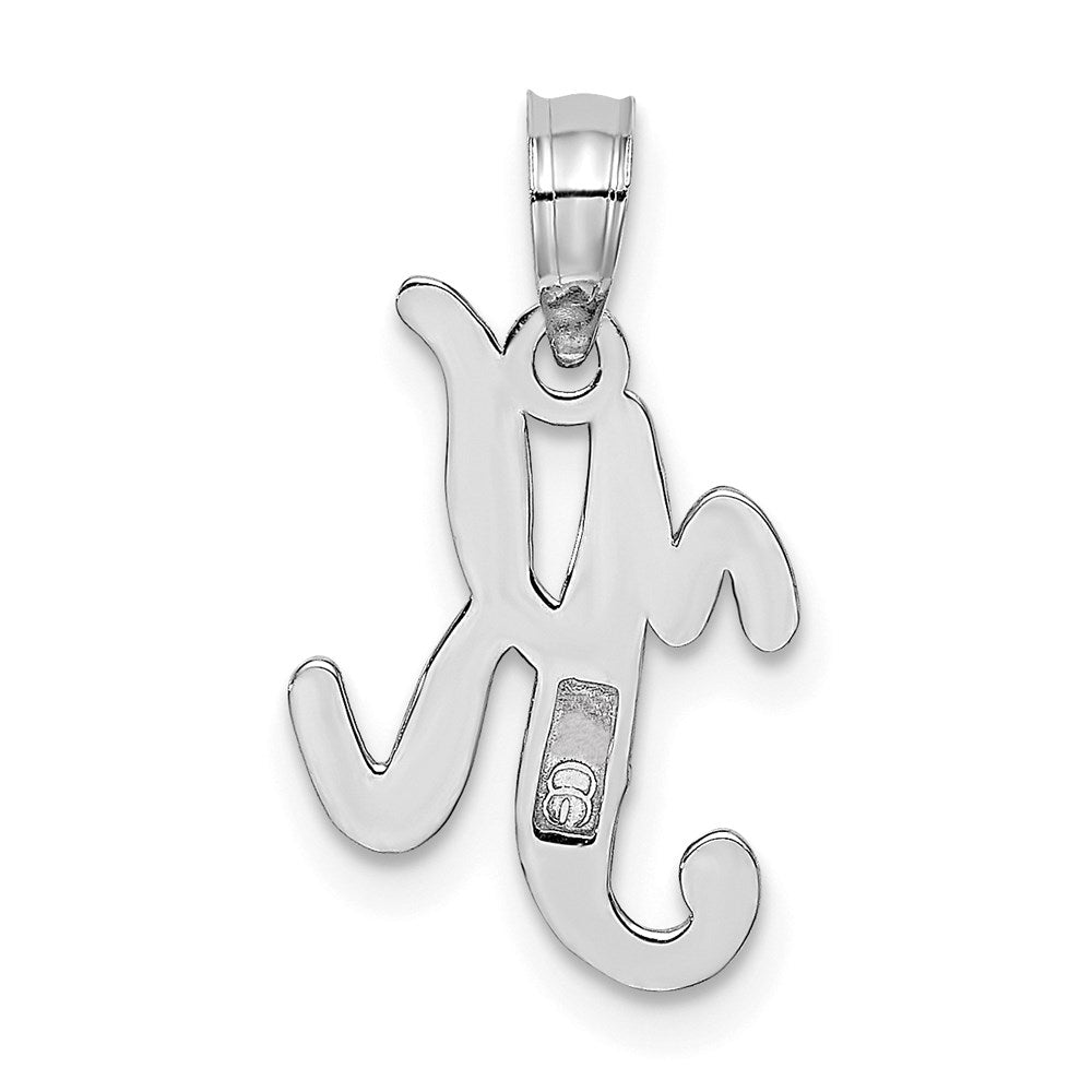 10K White Gold Polished Medium Script Initial K Charm