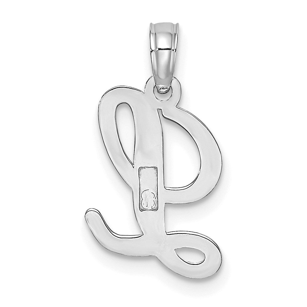 10K White Gold Polished Medium Script Initial L Charm