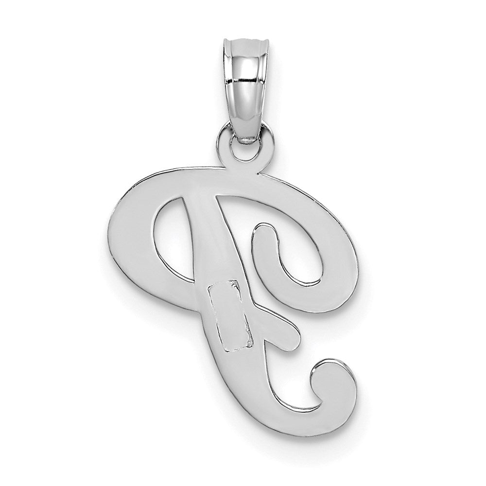 10K White Gold Polished Medium Script Initial P Charm