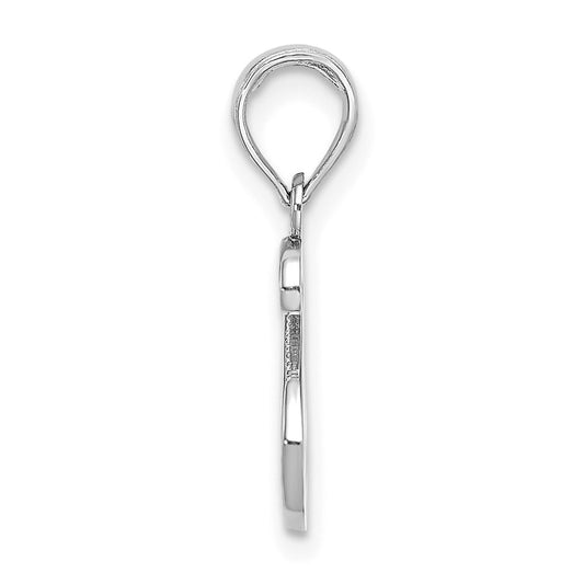10K White Gold Polished Medium Script Initial S Charm