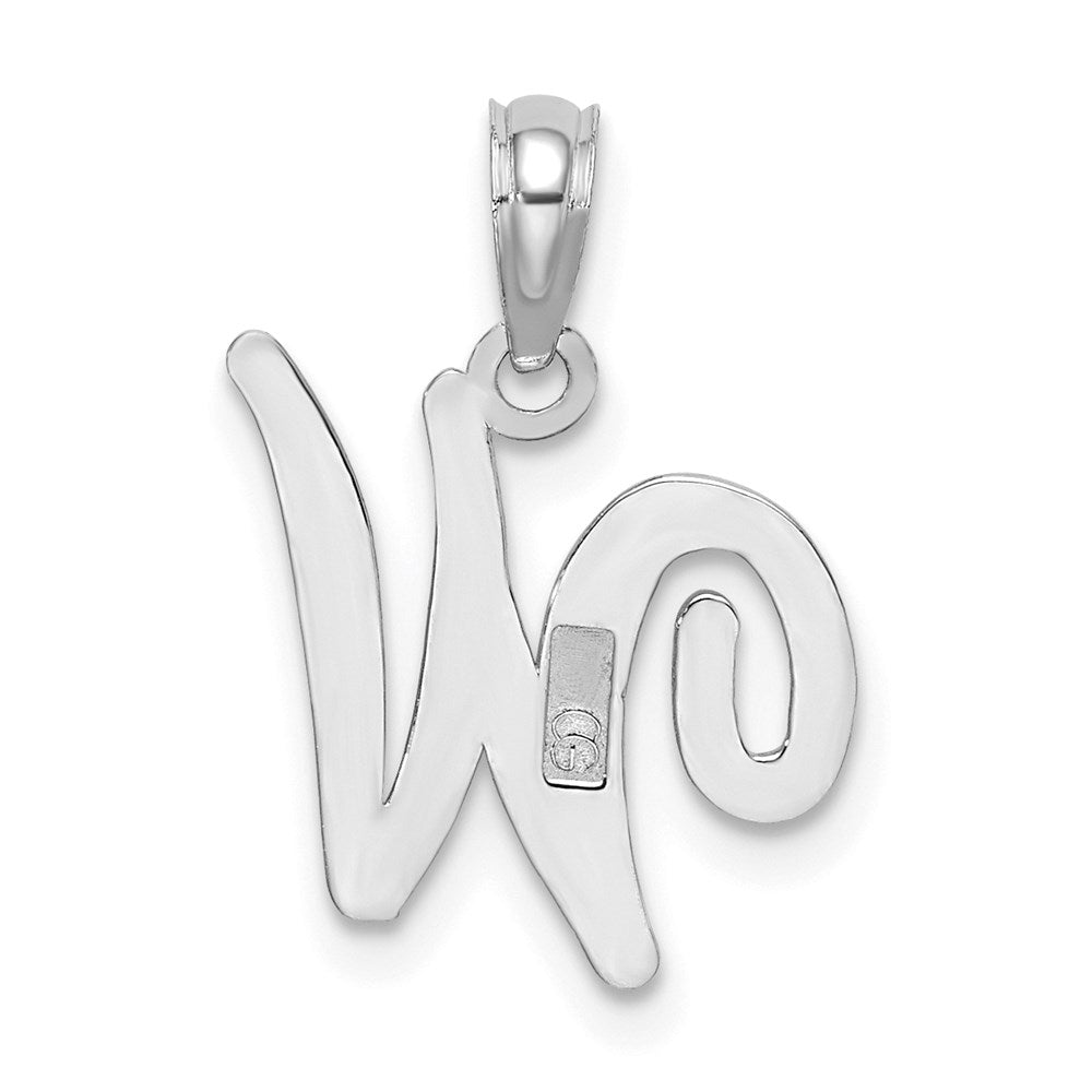 10K White Gold Polished Medium Script Initial W Charm