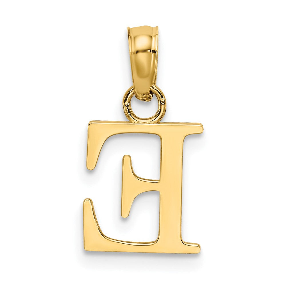 10K Polished Block Initial E Charm