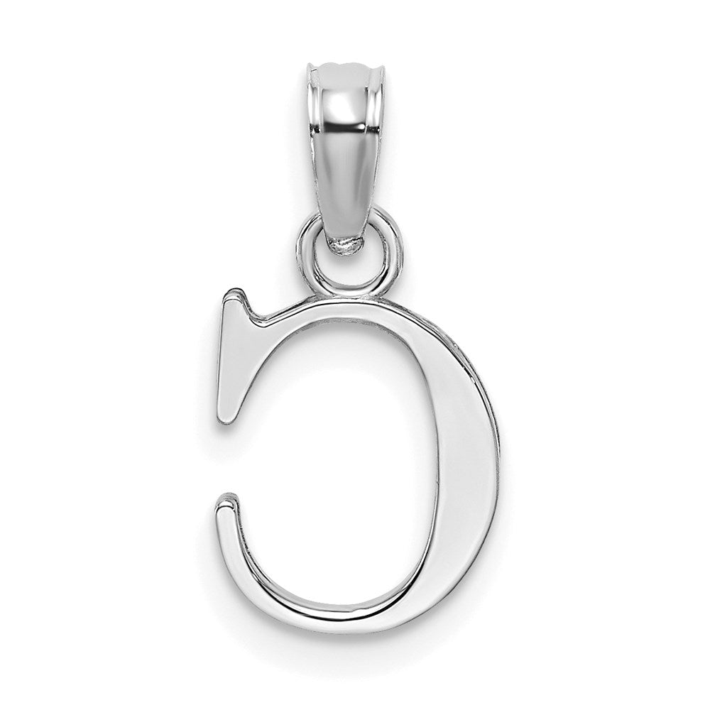 10k White Gold Polished Block Initial C Charm