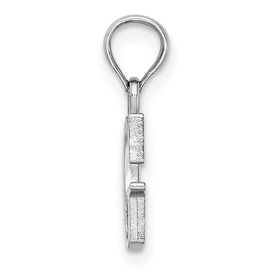 10K White Gold Polished Block Initial G Charm