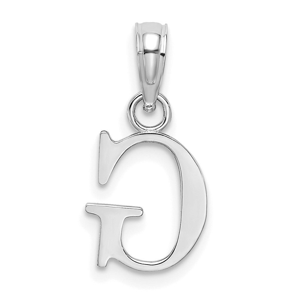 10K White Gold Polished Block Initial G Charm