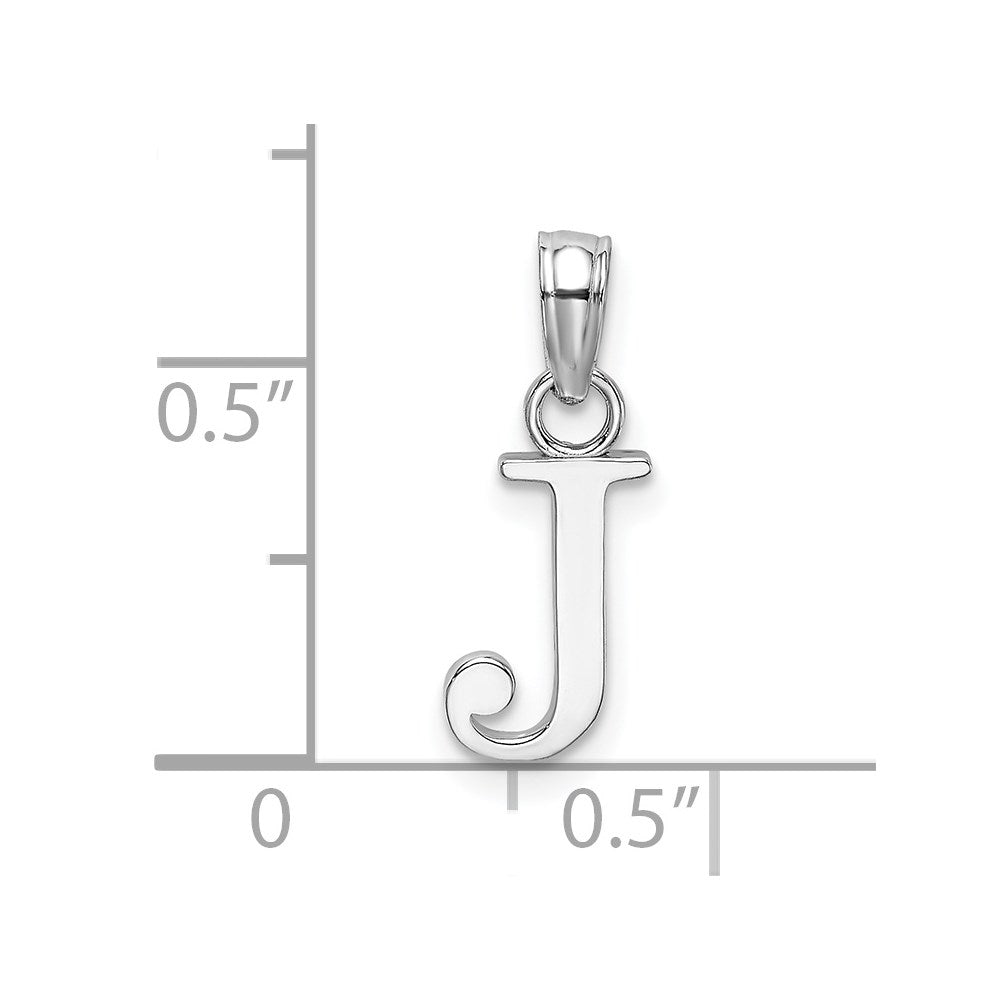 10K White Gold Polished J Block Initial Charm