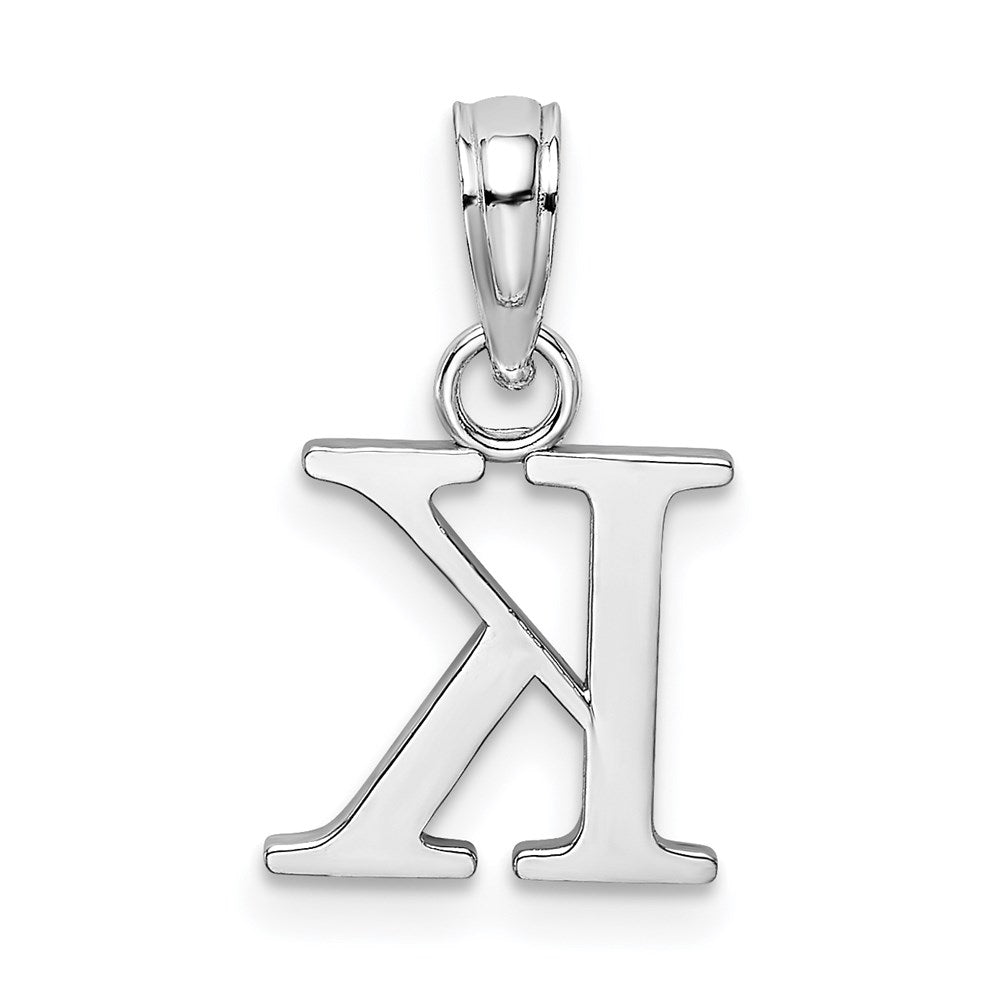 10K White Gold Polished Block Initial K Charm