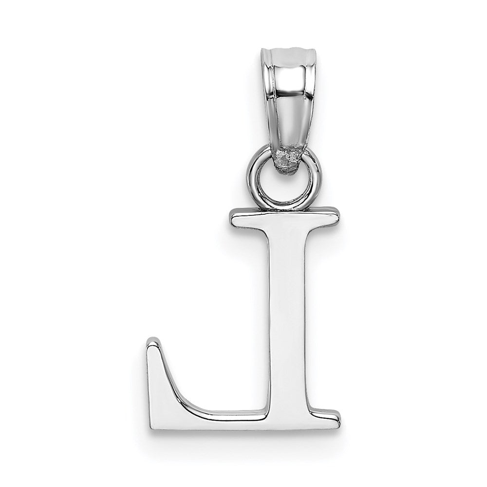 10K White Gold Polished Block Initial L Charm