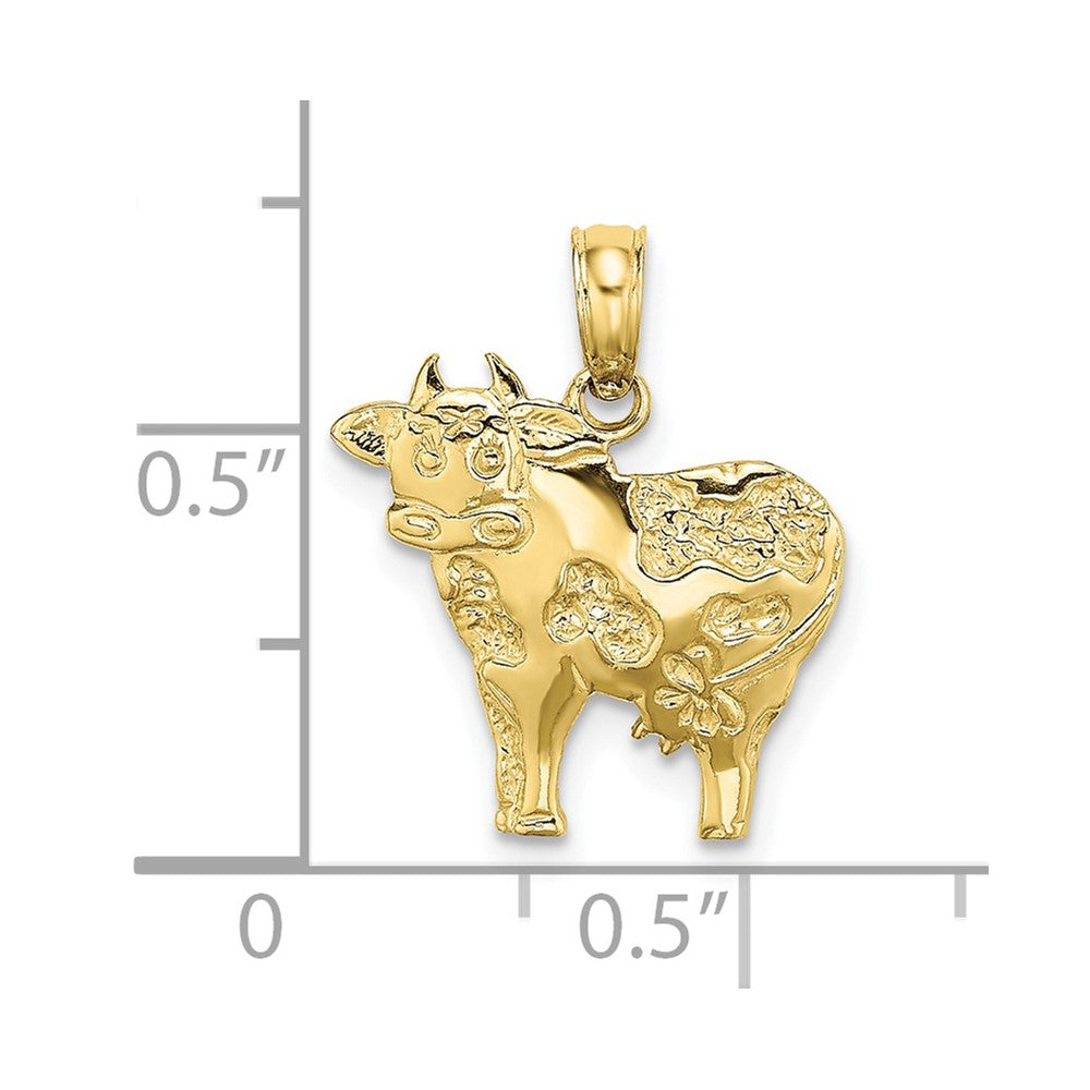 10K 2-D Polished Playful Cow Charm
