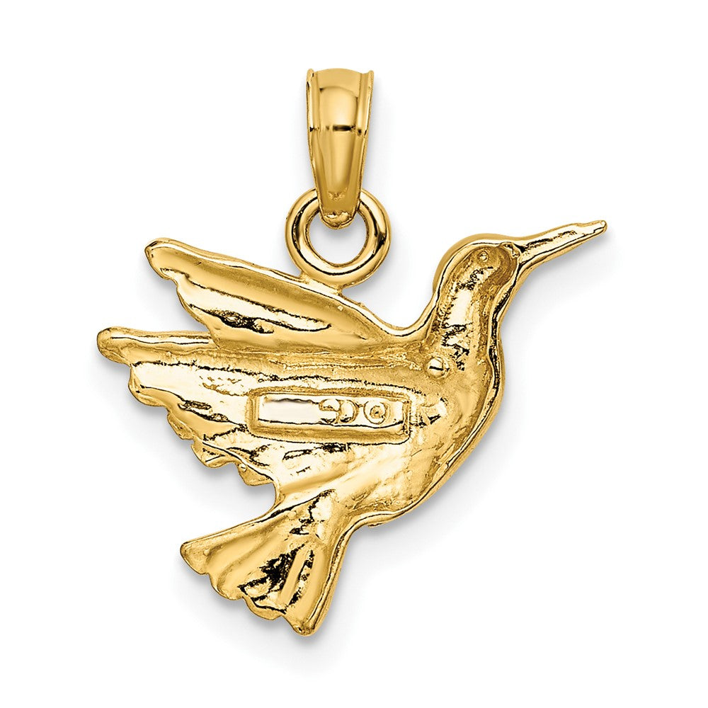 10K Etched Hummingbird Charm