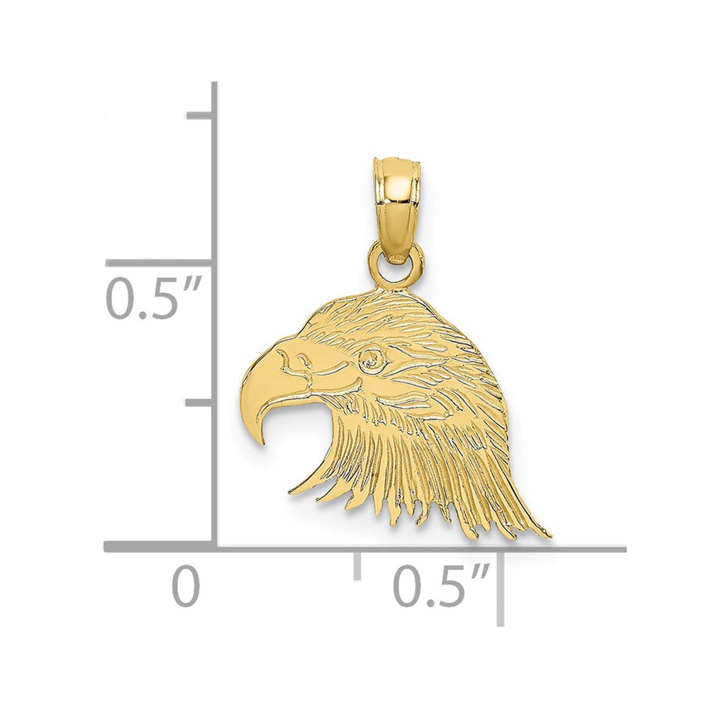 10K Engraved Flat Eagle Head Charm