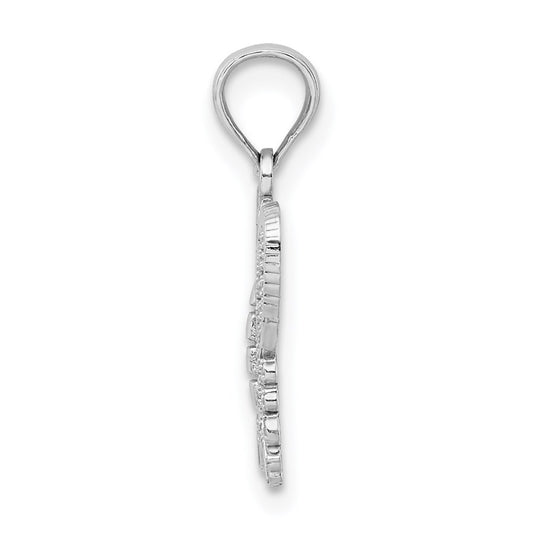 10K White Gold Textured Butterfly Charm