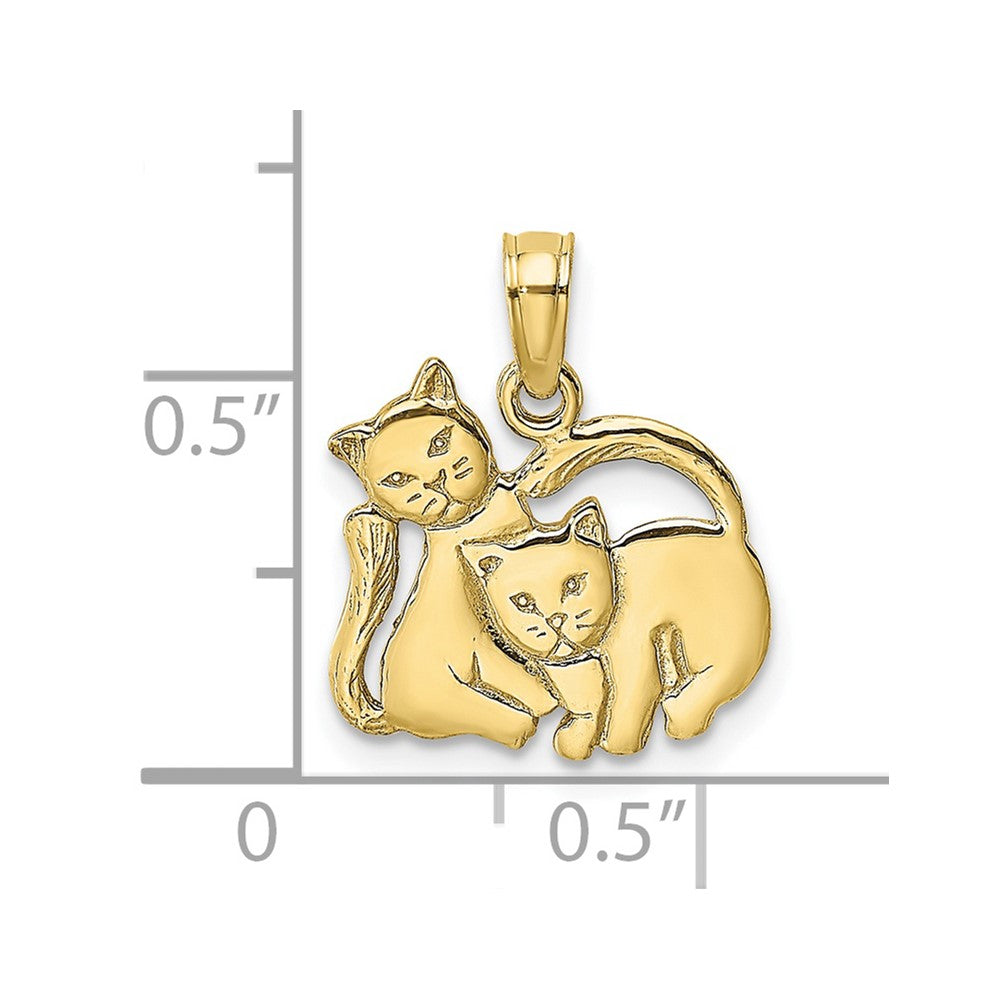 10K 3-D Polished Two Kittens Charm