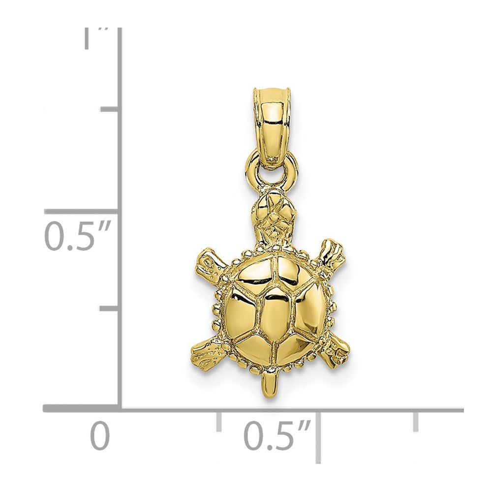 10K 3-D Polished Land Turtle Charm