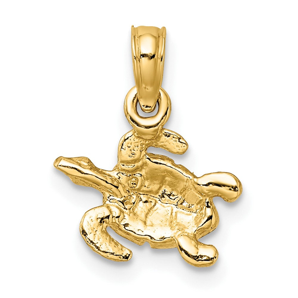 10K Textured and Green Enameled Sea Turtle Charm