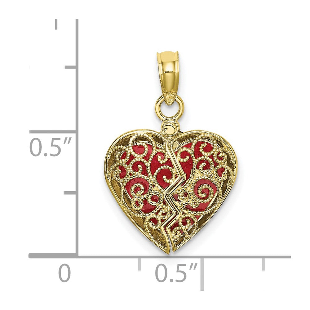 10K 3-D Reversible Heart Opens Charm