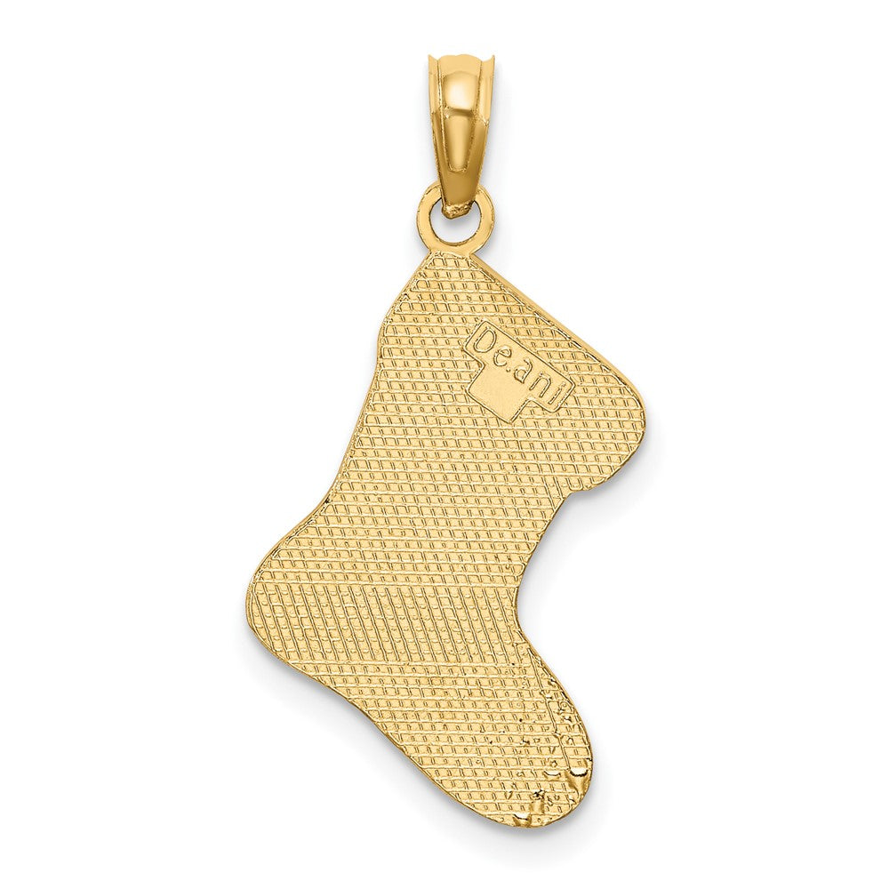 10K Red and White Enamel HO HO HO Christmas Stocking Charm