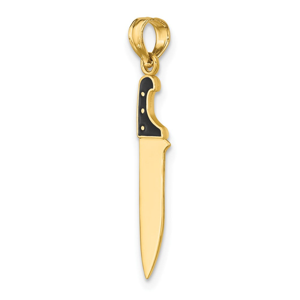 10K Black Enameled 3-D Butcher Knife Charm