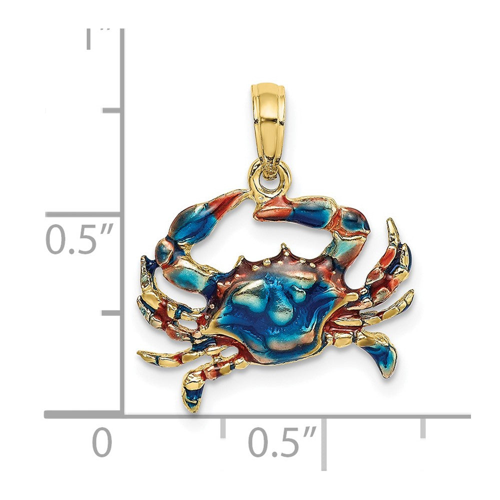 10K 2-D Blue Enamel Crab Charm
