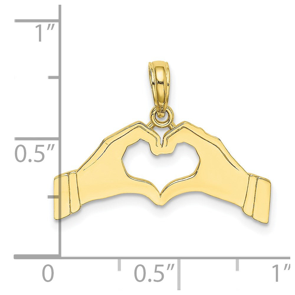 10K Hands Forming a Heart Charm