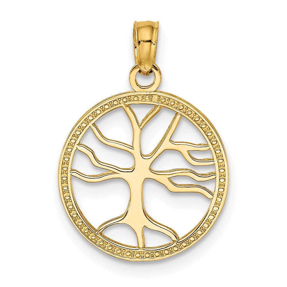 10K Small Tree Of Life In Round Frame Charm