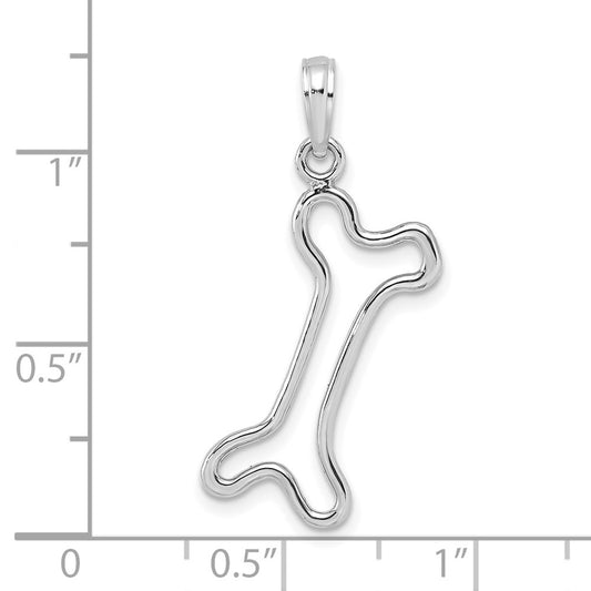 10K White Gold Cut-Out Polished Dog Bone Charm