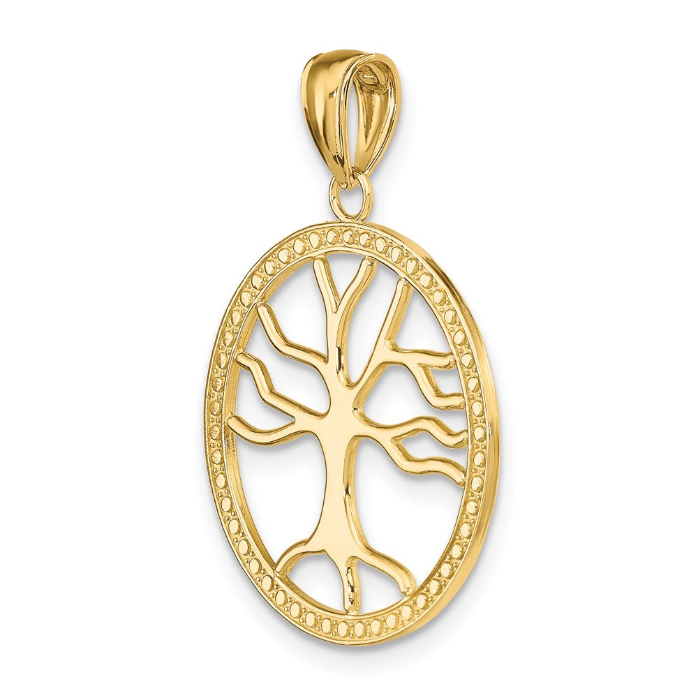 10K Tree Of Life In Round Frame Charm