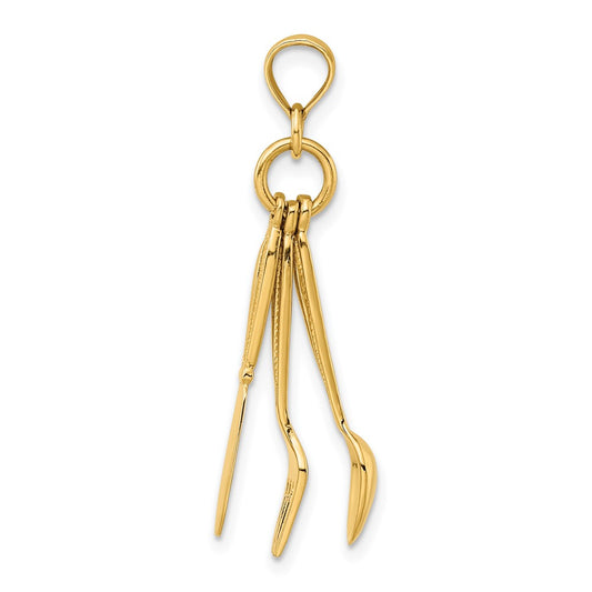10K 3-D Moveable Knife / Fork / Spoon Charm