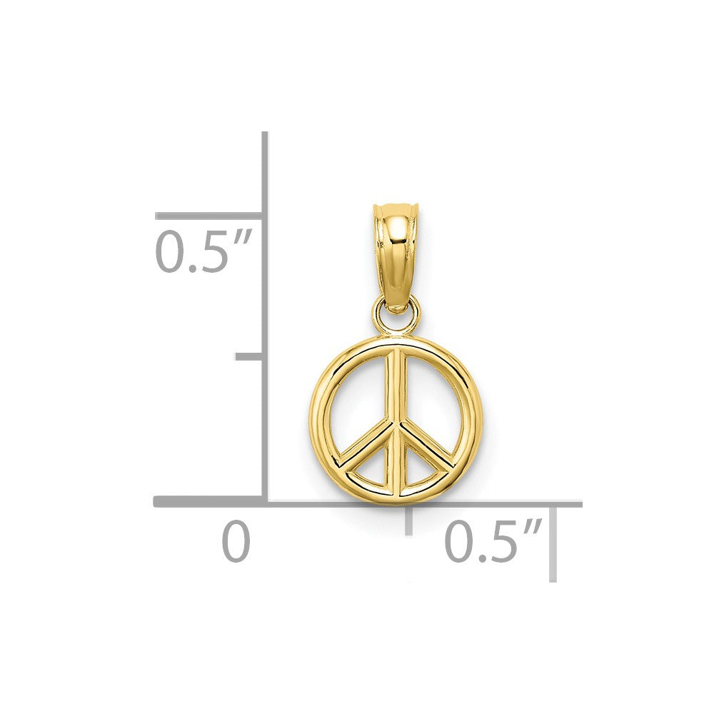 10k 3-D Peace Symbol Charm