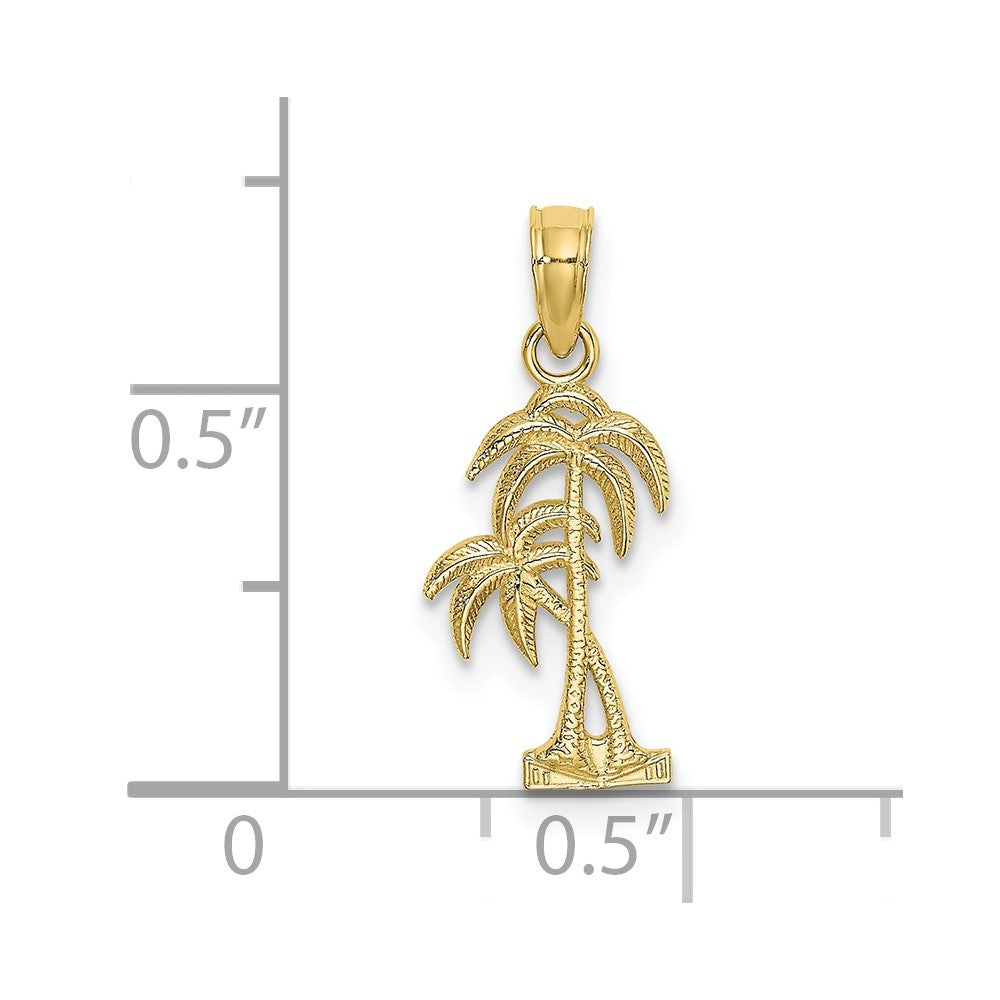 10K Textured Double Palm Tree Charm