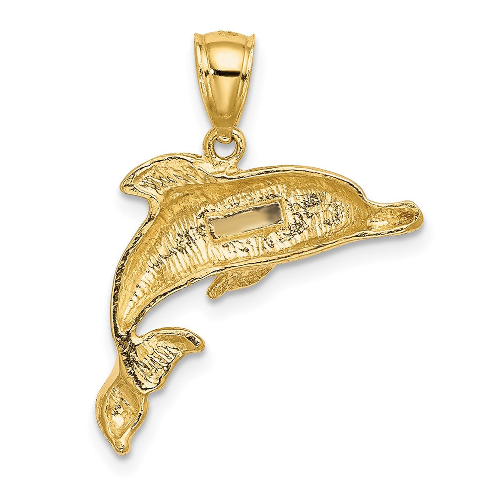 10K 2-D Polished and Engraved Dolphin Charm