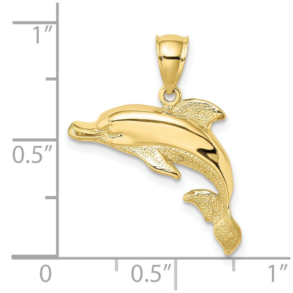 10K 2-D Polished and Engraved Dolphin Charm