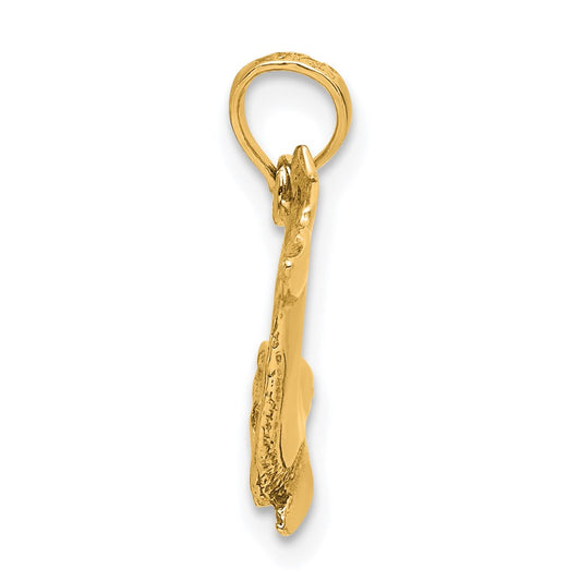 10K Textured Dolphin Jumping Charm