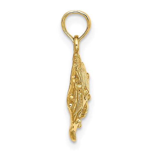 10K 2-D Polished Engraved Butterfly Fish Charm