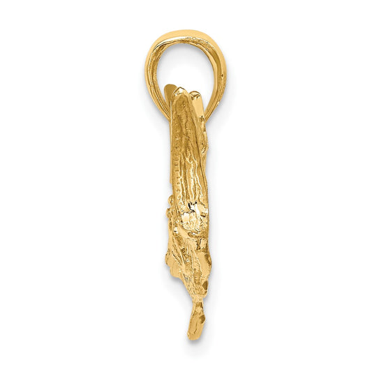 10K Large 2-D Textured Marlin Fish Charm