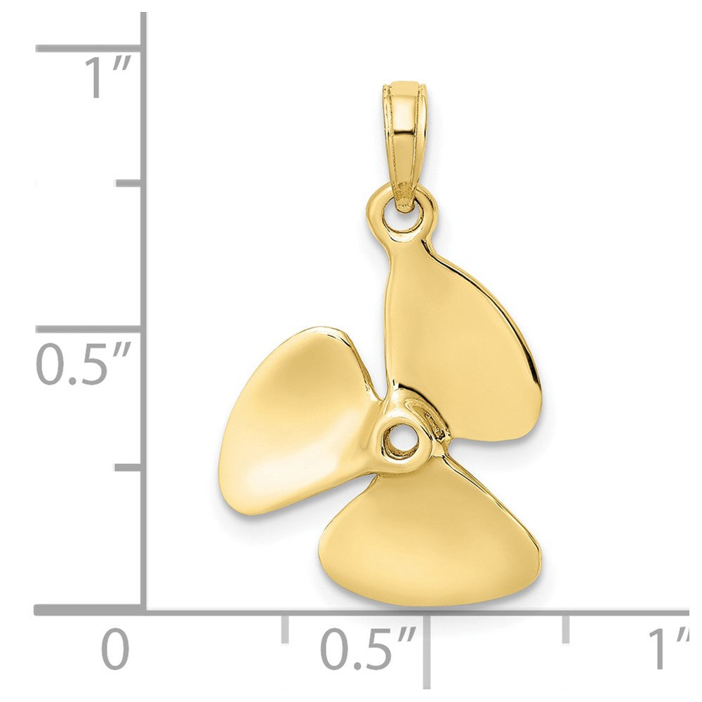 10K 3-D Polished Three Blade Propeller Charm