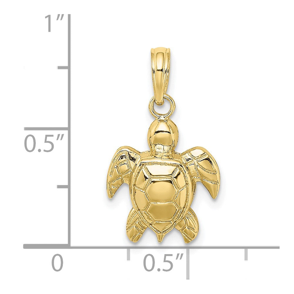 10K 2-D Textured Sea Turtle Charm