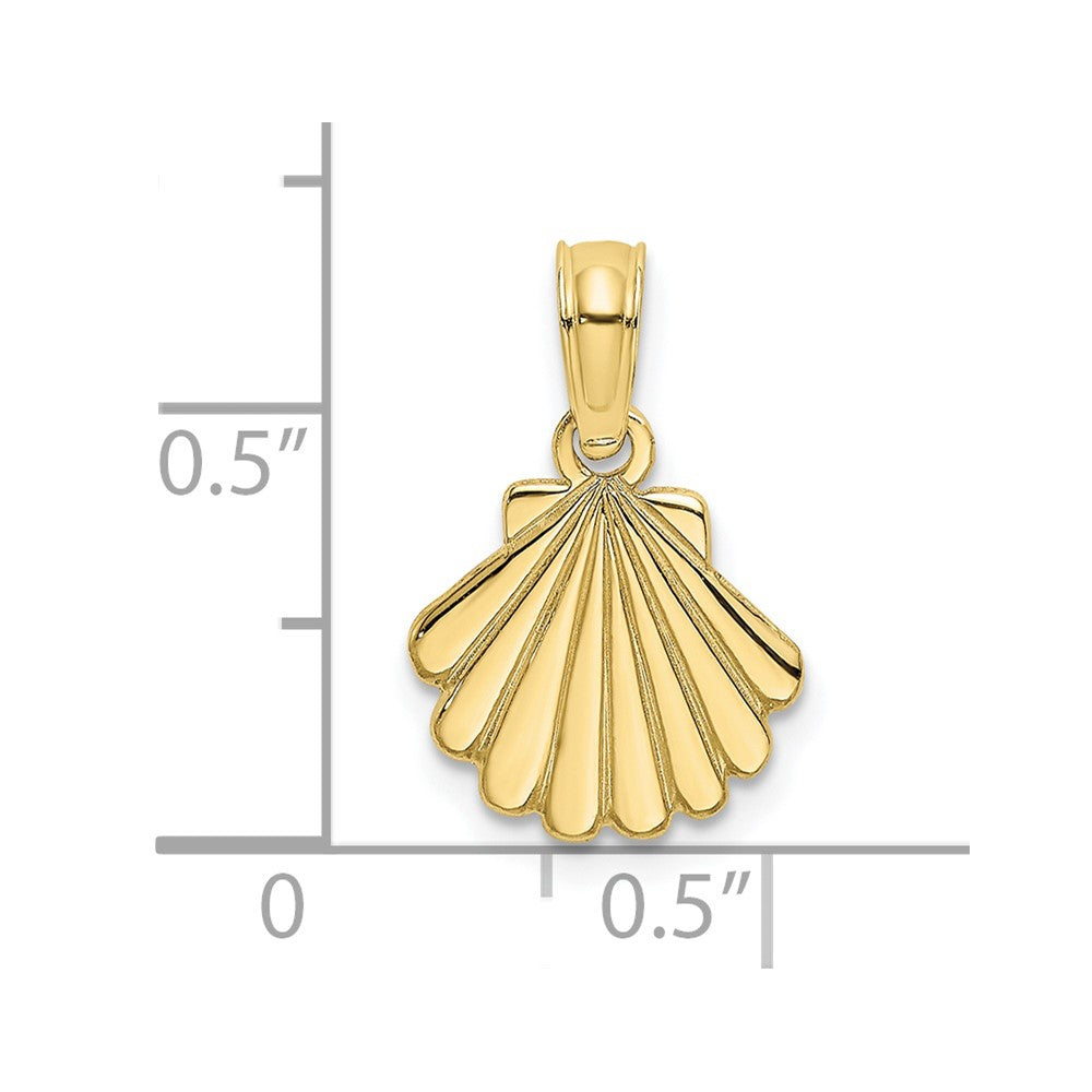 10K Polished and Engraved Shell Charm