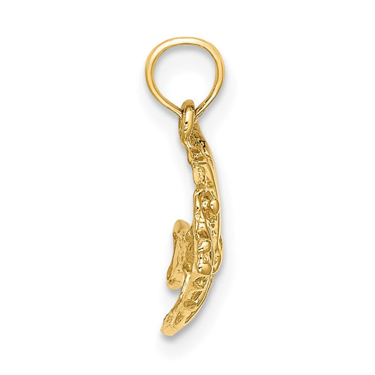 10K Polished Engraved Banner Fish Charm