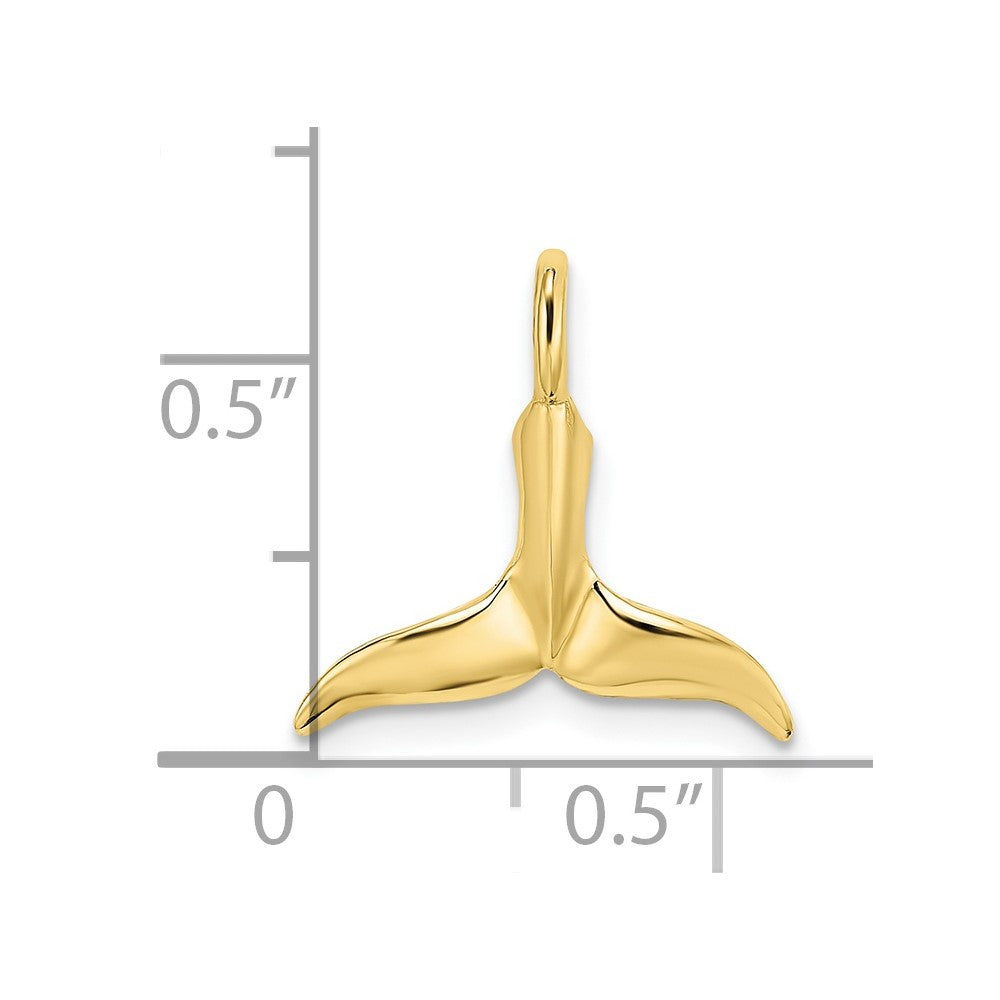 10K 3-D Polished Whale Tail Charm