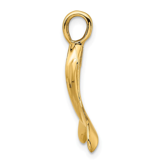 10K 3-D Polished Whale Tail Charm