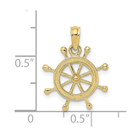 10K 2-D Ships Wheel Charm