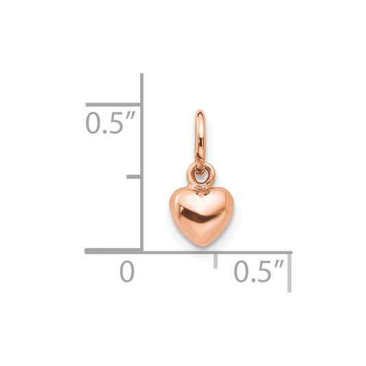 10K Rose Gold Polished 3-D Mini Heart Charm