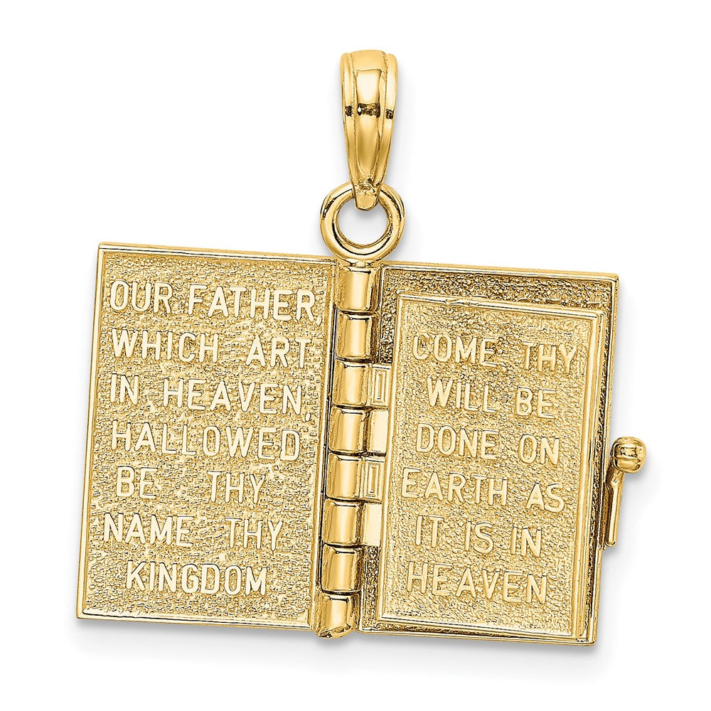10K 3-D Moveable Pages HOLY BIBLE Opens with Lords Prayer Inside Pendant