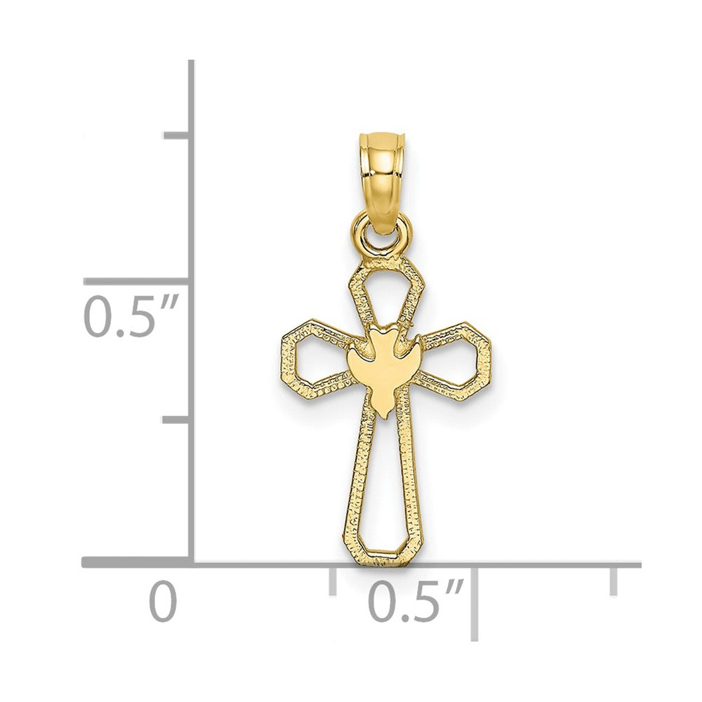 10K Cut-Out Cross w/ Dove Charm
