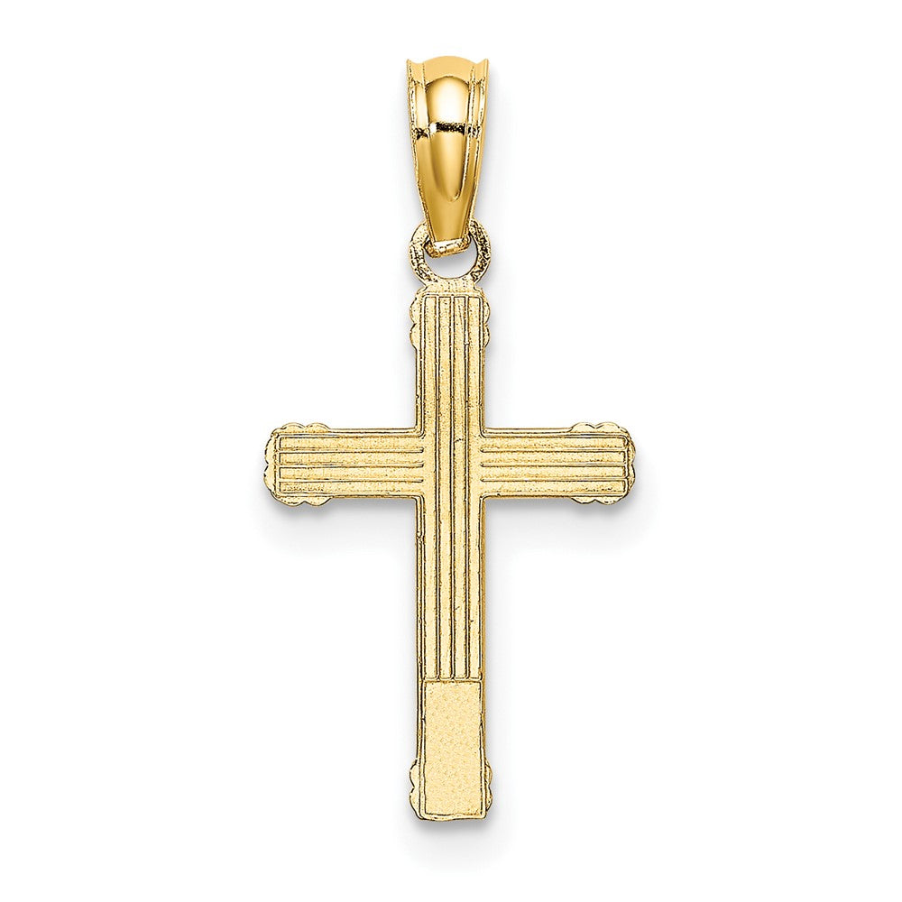 10K Textured w/ Center Heart Small Cross Charm